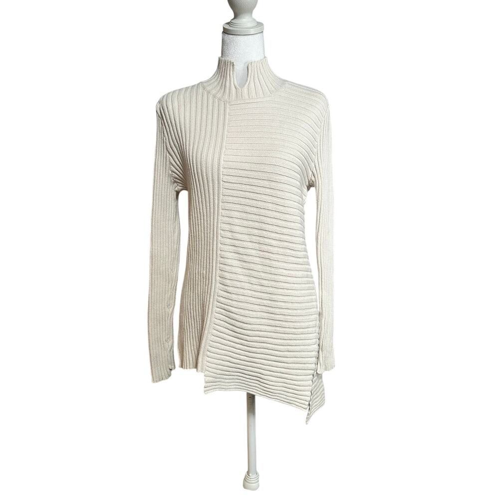 Cream mock neck long sweater